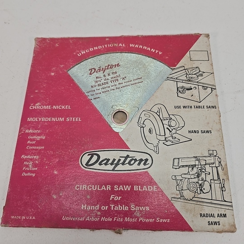 Vtg Dayton Circular Saw Blades 6X119 6 1/2in 1/2in Arbor